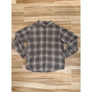 Columbia Mens Large Grey Plaid Long Sleeve Button Down Shirt Outdoor Casual L